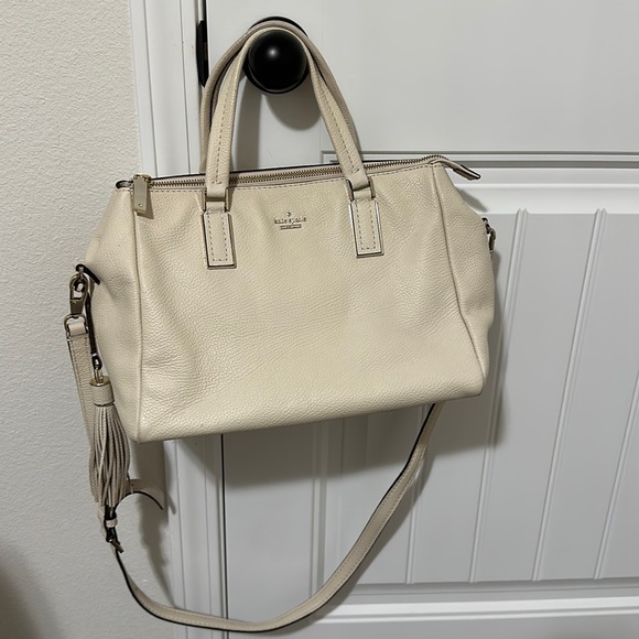 Cream Colored Kate Spade Purse with across Body Strap - Picture 1 of 6